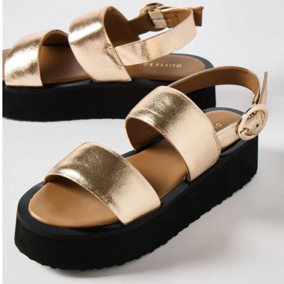 RARE OLIVER BONAS Leather Chunky Platform Sandals - Picture 1 of 9